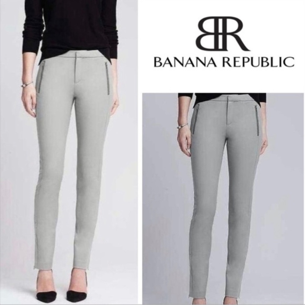Banana Republic Addison Slate Gray‎ Size 2 Skinny Zip Ankle Dress Work Pant